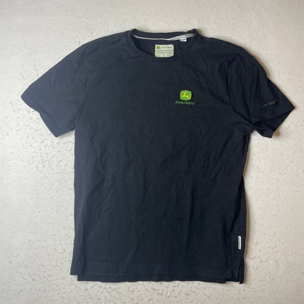 John Deere Black Short‎ Sleeve TShirt Nothing Runs Like A Deere Logo Mens M